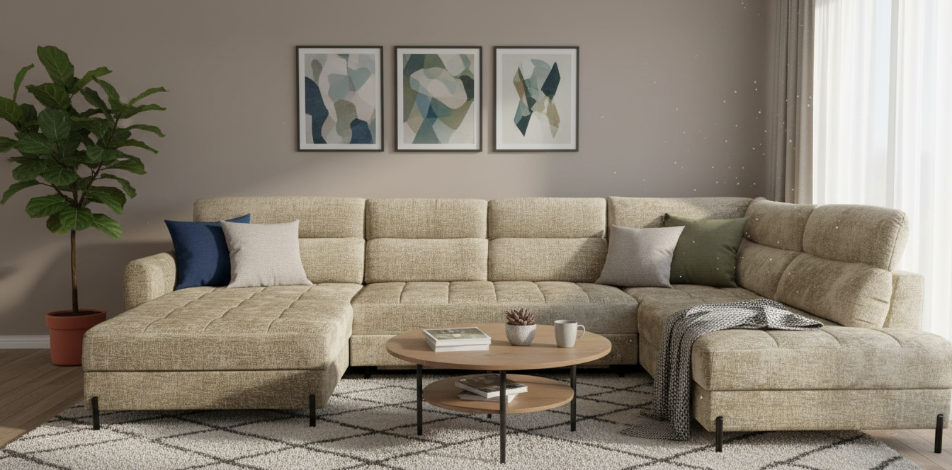 Nowoczesny Narożnik ZEN U z funkcją spania