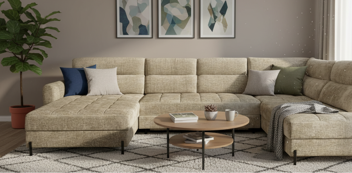 Nowoczesny Narożnik ZEN U z funkcją spania