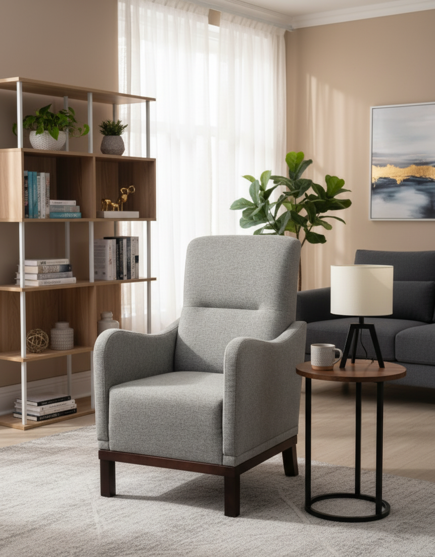 Fotel tradycyjny z drewnianym wykończeniem CARMEN