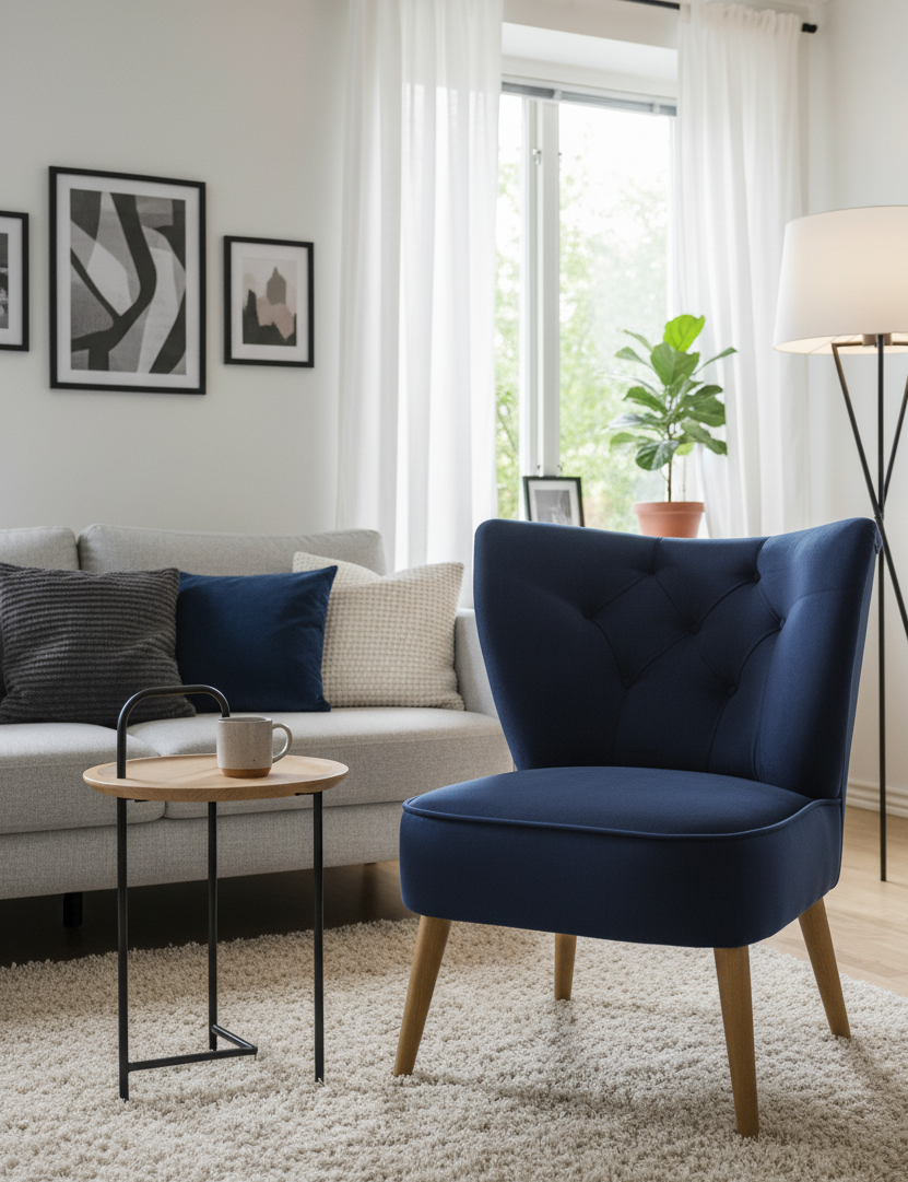 Designerski uszak - fotel kawowy z przeszyciami OPTIC