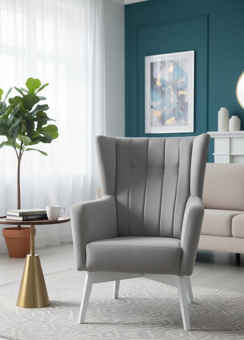 Fotel SION komfortowy fotel na drewnianych nogach