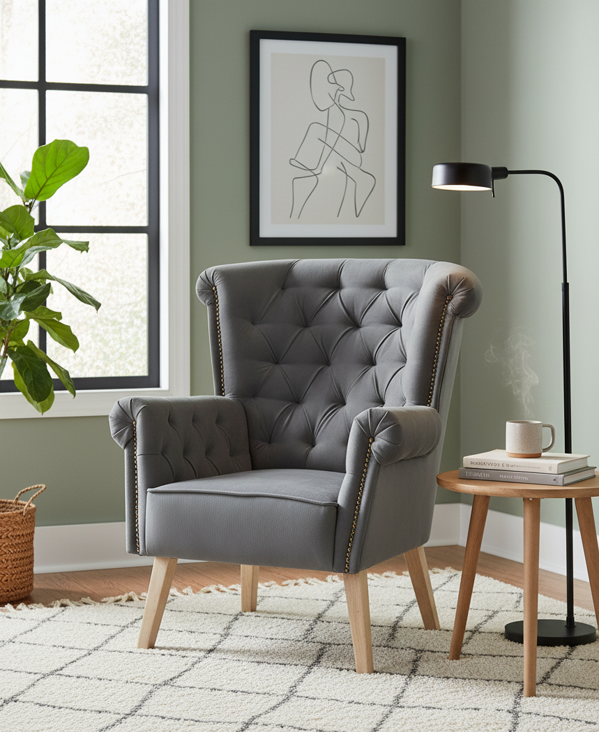 Fotel glamour do salonu w stylu angielskim TURYN