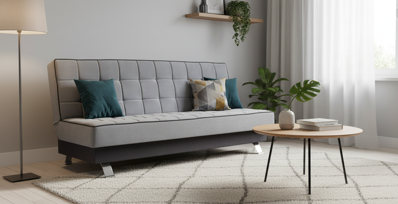 Kanapa rozkładana z przeszyciami w kratkę TUNIS