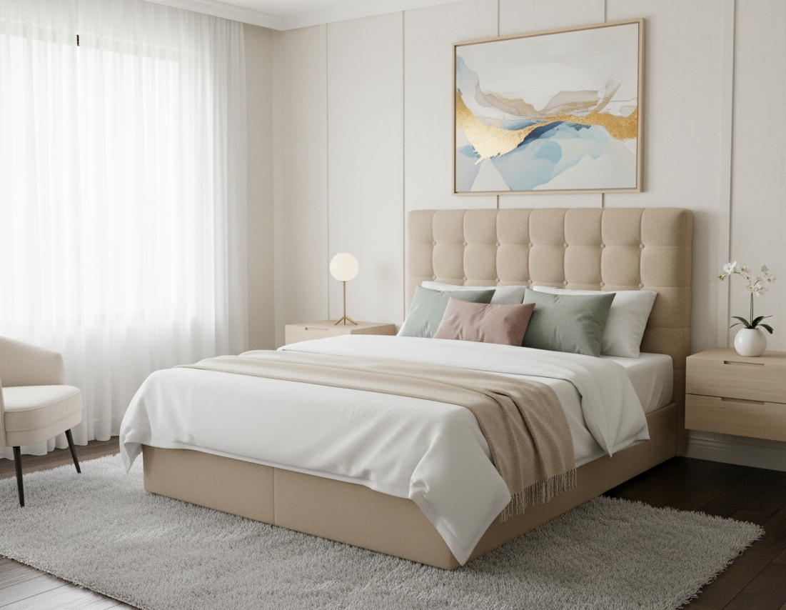 Łoże tapicerowane w stylu glamour z zagłówkiem i pojemnikiem na pościel WIKTOR