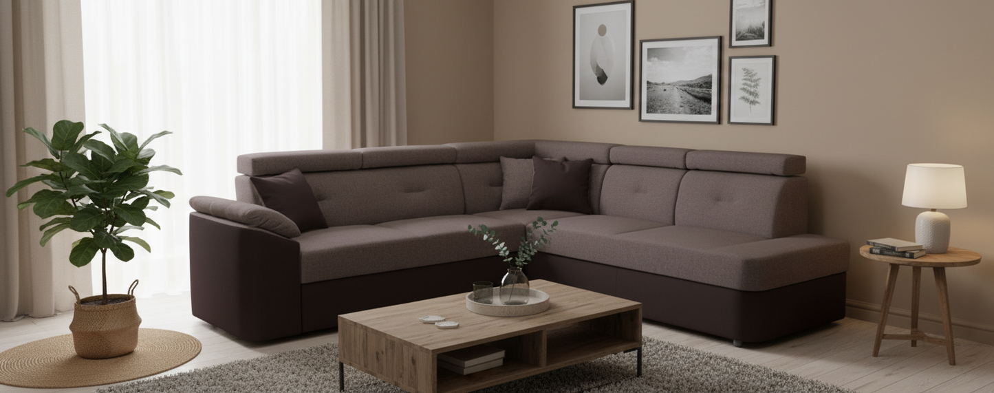 Narożnik dwukolorowy z regulowanymi zagłówkami CORNEL