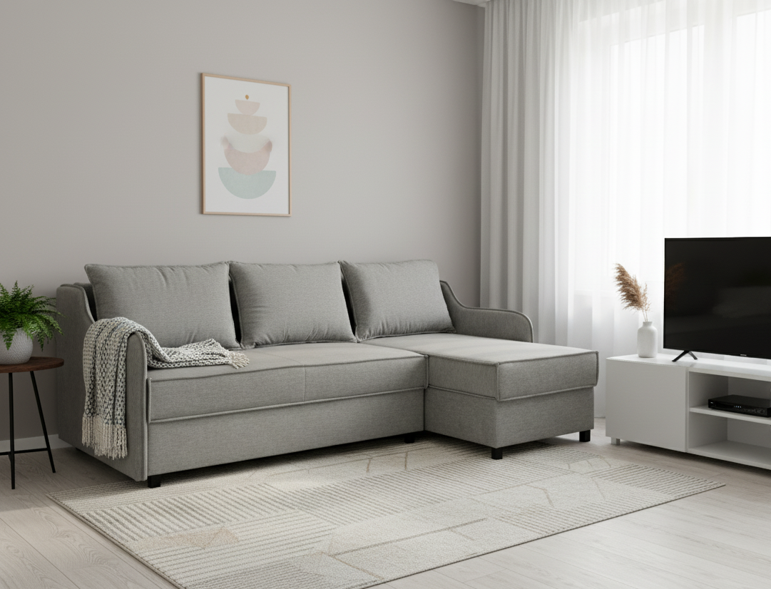 VIGO - mały narożnik rozkładany z wąskimi boczkami