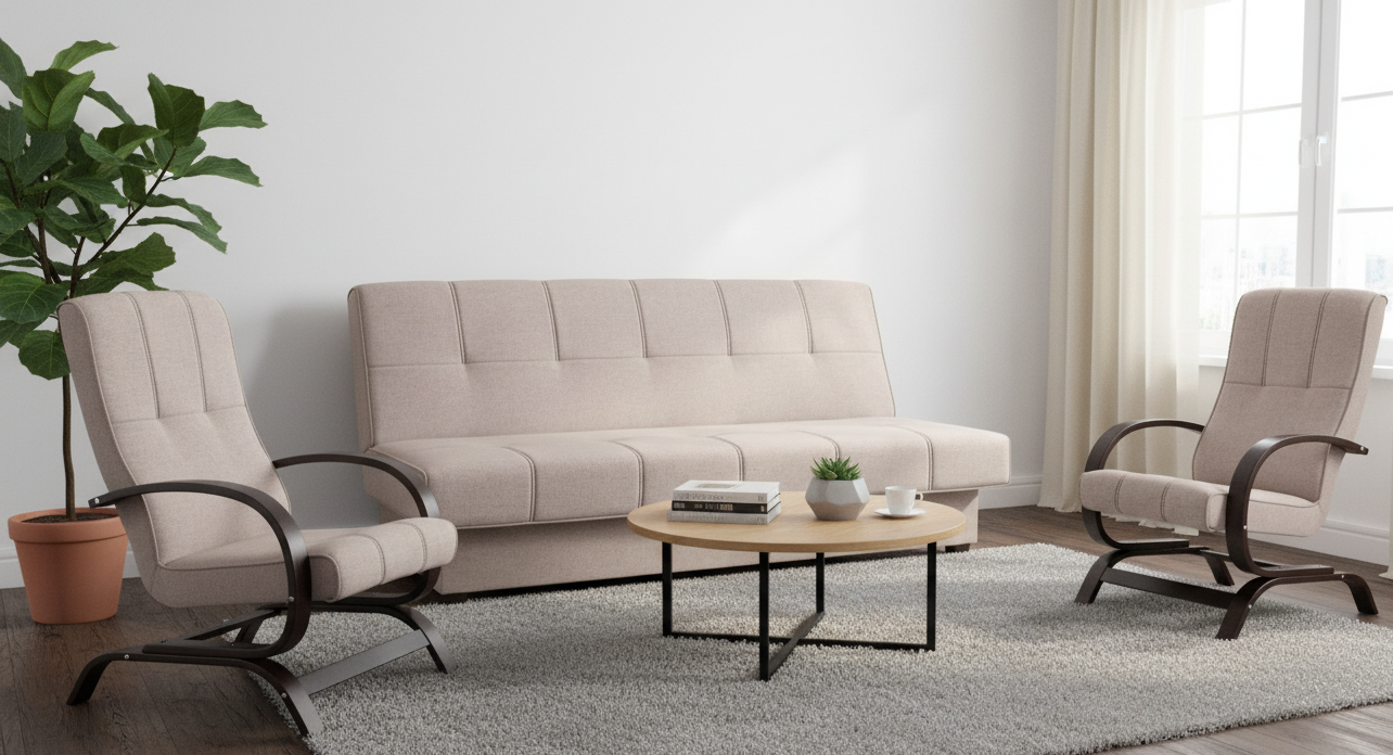 Zestaw wypoczynkowy z rozkładaną sofą i 2 fotelami ORIGI