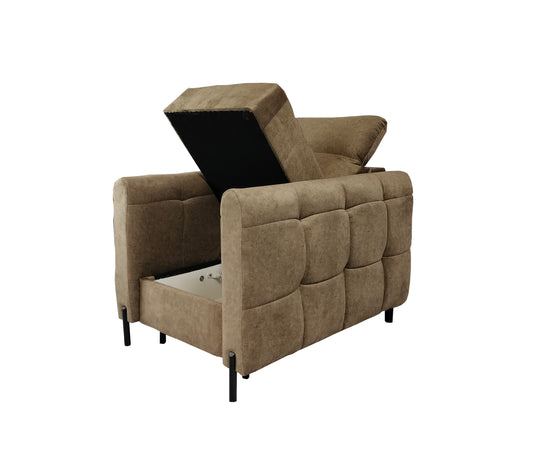 Nowoczesny fotel ze schowkiem BERGEN pojemnik