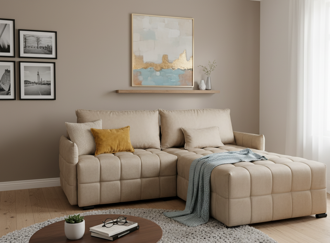 Nowoczesny narożnik YUKON z przeszyciami