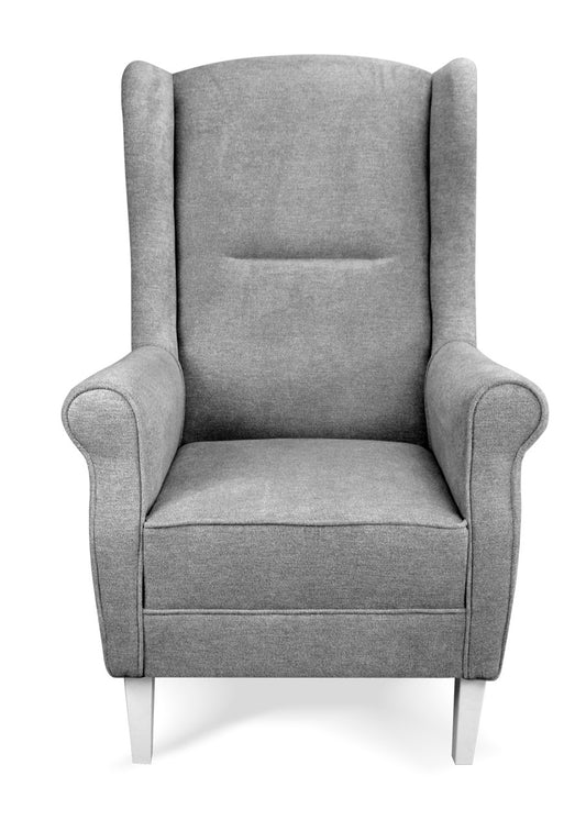 CHELSEA - wygodny fotel uszak do salonu szary od przodu