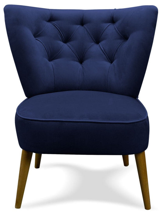 Designerski uszak - fotel kawowy z przeszyciami OPTIC granatowy od przodu