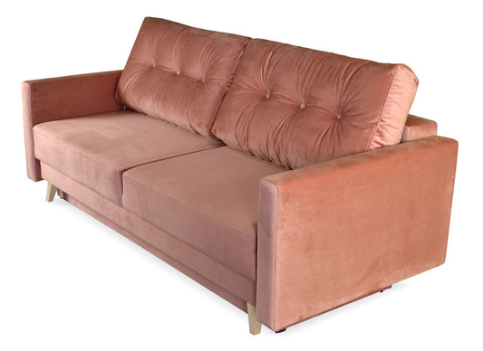 Kanapa GLAMOUR z funkcją spania NEBRASCA różowa z boku