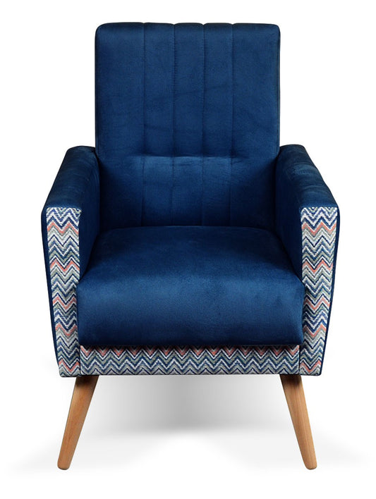 Nowoczesny fotel z ciekawym wzorem VELAR granatowy od przodu