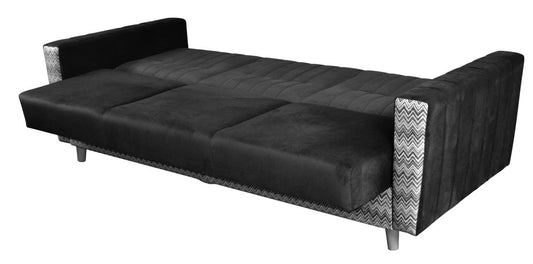 Nowoczesna wersalka z ciekawym wzorem VELAR rozłozona