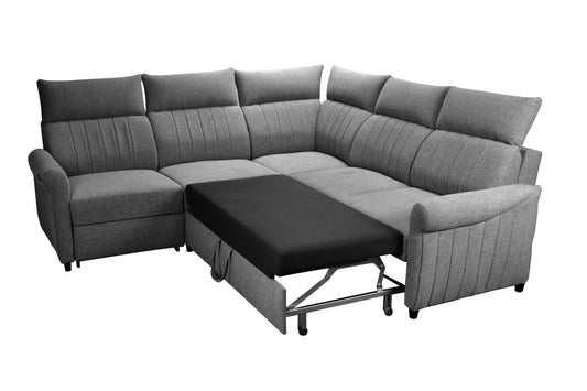 Narożnik z funkcją relaksu i regulowanymi zagłówkami BIZZERTI elektryk rozłożony