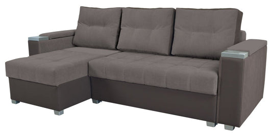 Prosty i kompaktowy narożnik ze schowkami FIESTA brązowy