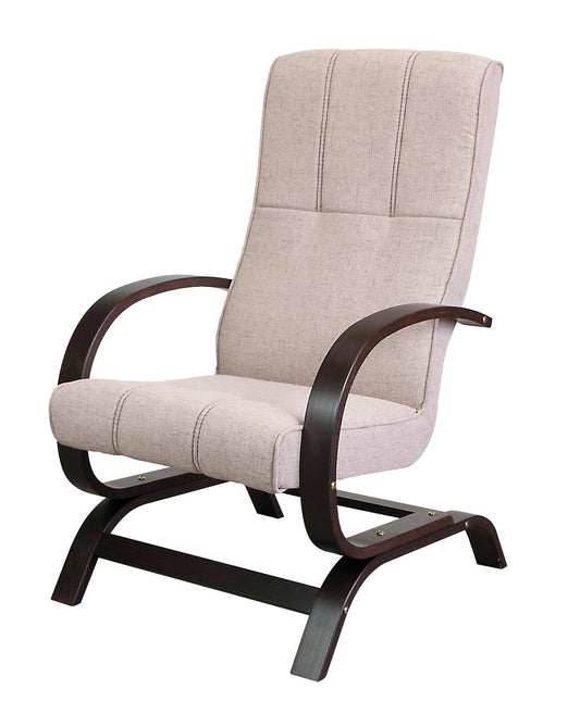 Nowoczesny fotel z drewnianymi podłokietnikami ORIGI beż