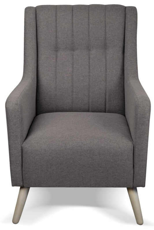 Fotel MONDO - tradycyjny fotel z przeszyciami szary od przodu