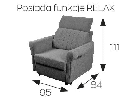 Rozkładana fotel z funkcją relaksu BIZZERTI elektryk wymiary