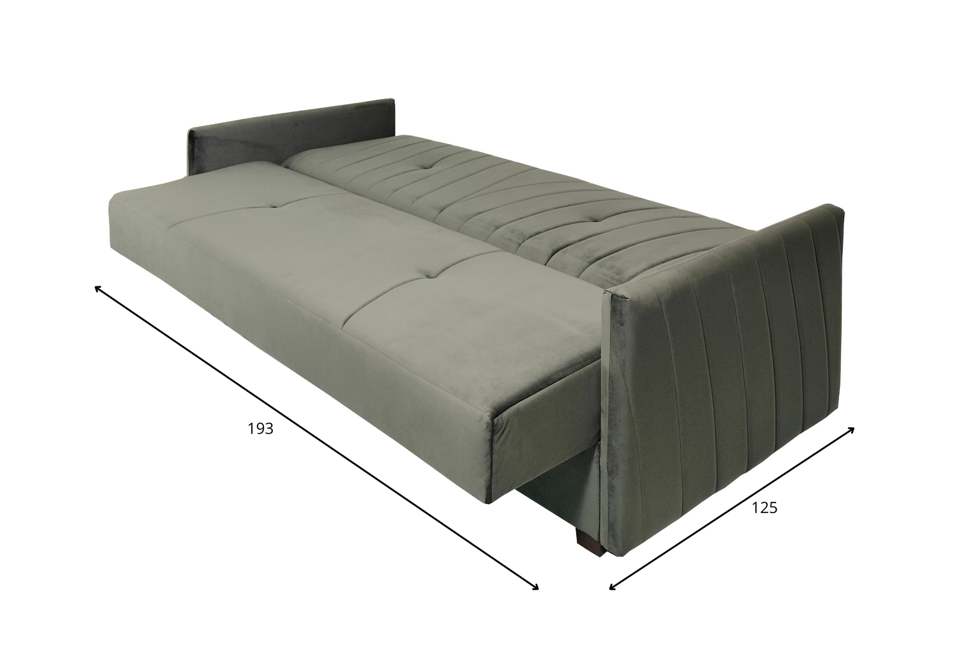 Rozkładana kanapa CUBO z nowoczesnym wzorem rozłożona 