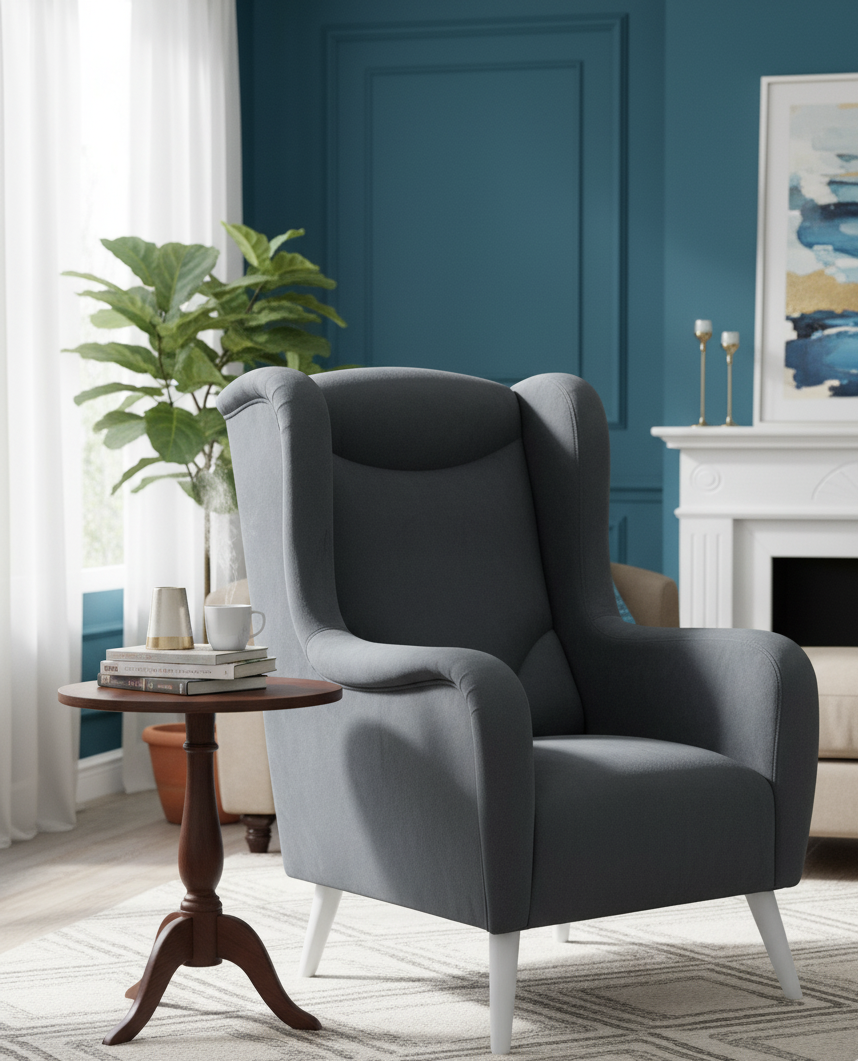 Fotel uszak z wyprofilowanym oparciem i miękkim siedziskiem REX