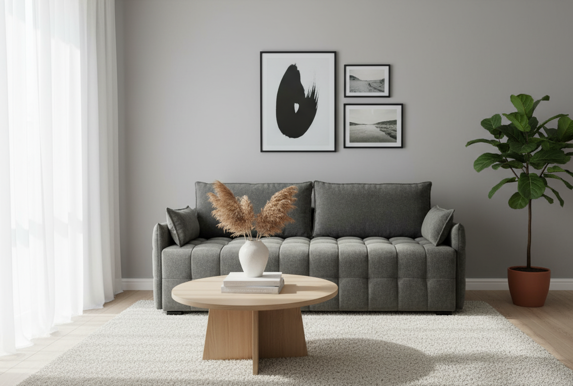 ORION - rozkładana kanapa z modnymi przeszyciami