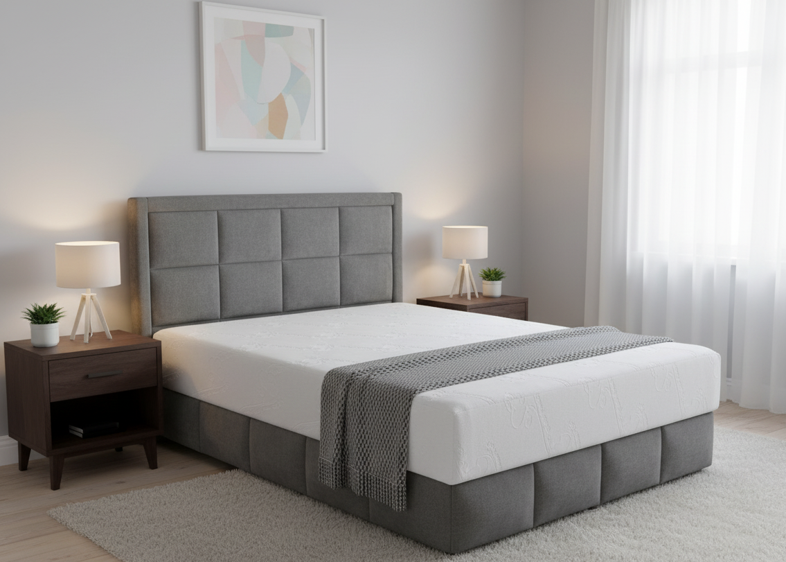 Łoże tapicerowane w stylu glamour z pojemnikiem na pościel OLGA