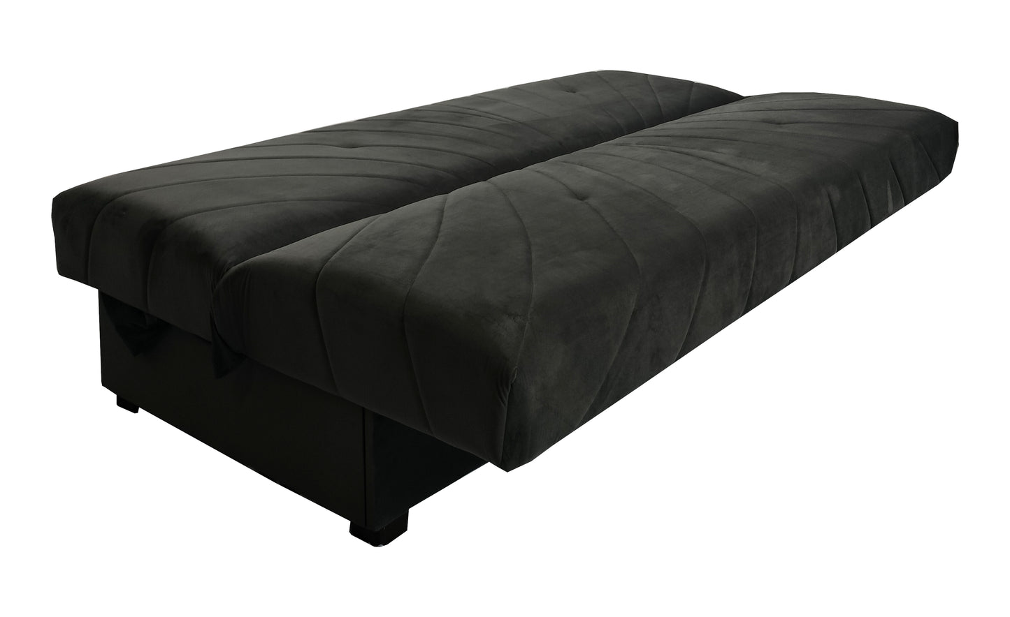 Minimalistyczna kanapa NUBO z przeszyciami rozłożona