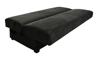 Minimalistyczna kanapa NUBO z przeszyciami rozłożona