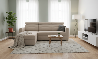 Nowoczesny narożnik HAVANA rozkładany i regulowane zagłówki