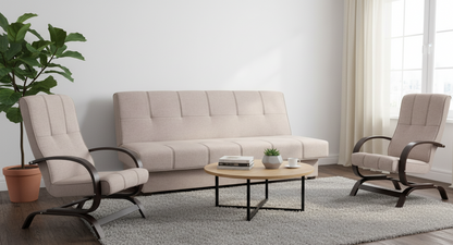 Zestaw wypoczynkowy z rozkładaną sofą i 2 fotelami ORIGI