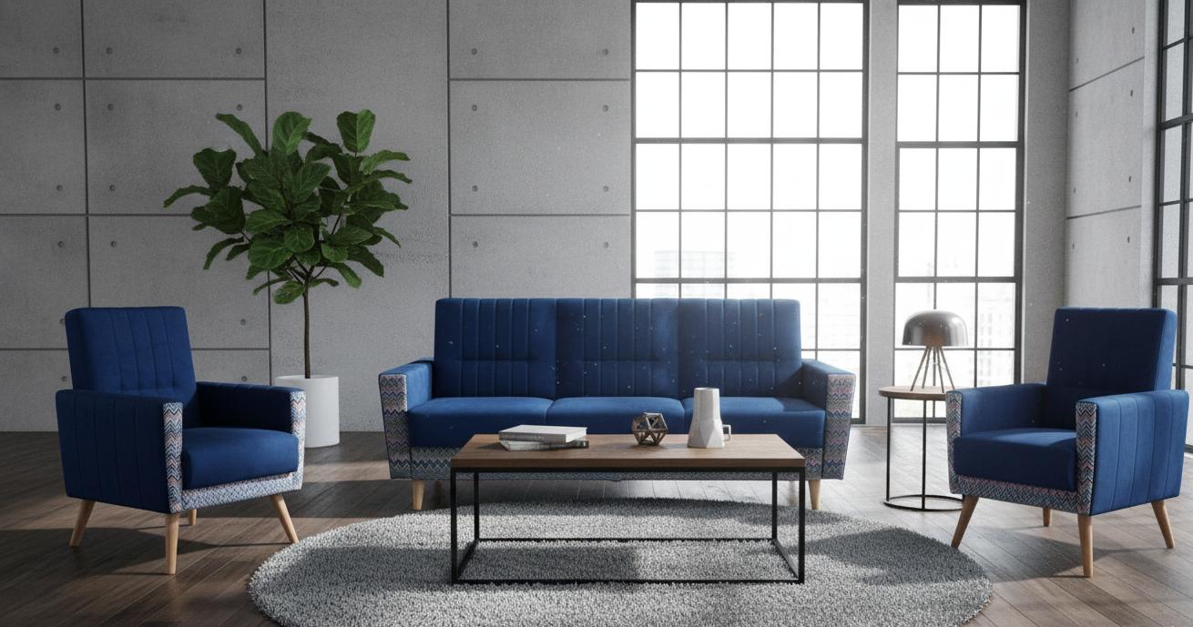 Zestaw wypoczynkowy w stylu skandynawskim i 2 fotelami VELAR