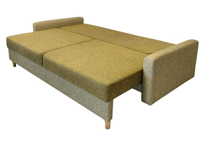 Nowoczesna kanapa RIMINI z funkcją spania - obalane oparcie rozłożona