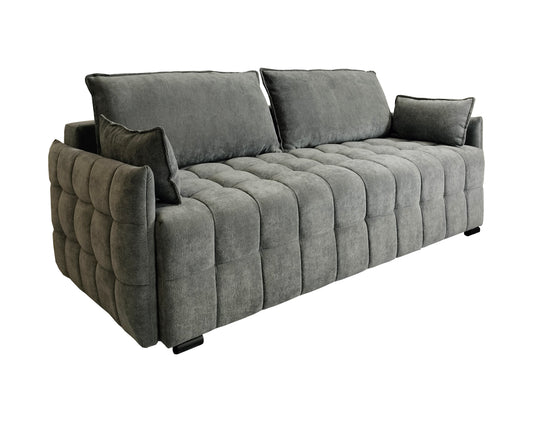 ORION - rozkładana kanapa z modnymi przeszyciami z lewej