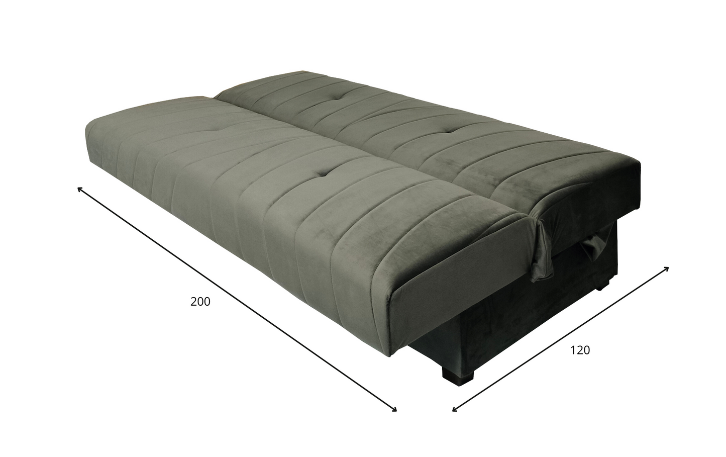 Rozkładana kanapa CUBEO z nowoczesnym wzorem wymiary rozłożona