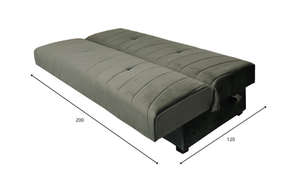 Rozkładana kanapa CUBEO z nowoczesnym wzorem wymiary rozłożona