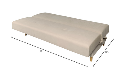 Kanapa w skandynawskim stylu MADISON bez boczków wymiary rozłożona