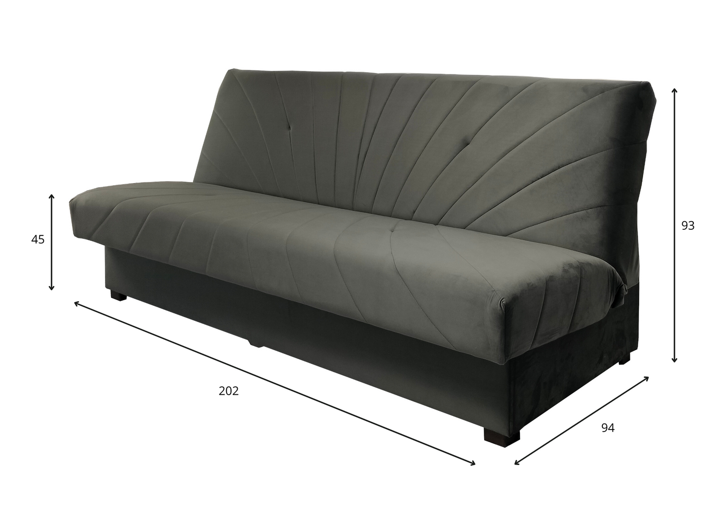 Minimalistyczna kanapa NUBO z przeszyciami wymiary