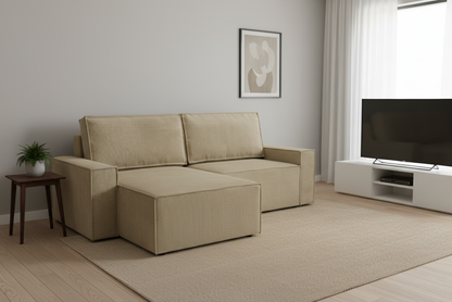 Sztruksowy narożnik DALLAS z funkcją spania