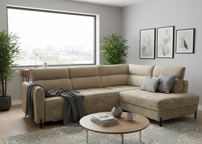 Narożnik ZEN L rozkładany i z pojemnikiem na pościel