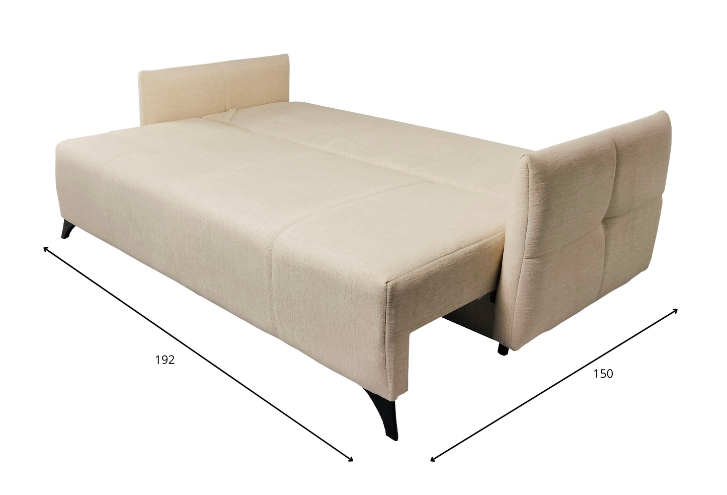 Modna kanapa ASHTON z dużą powierzchnią spania wymiary po rozłożeniu