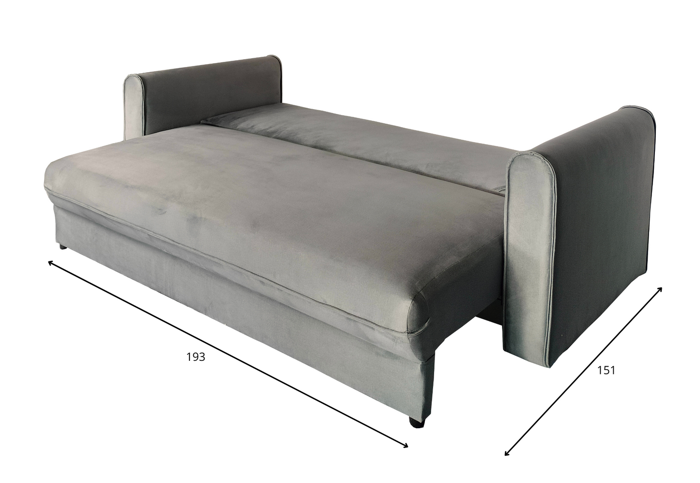 Rozkładana kanapa SAGA z dużą powierzchnią spania  wymiary