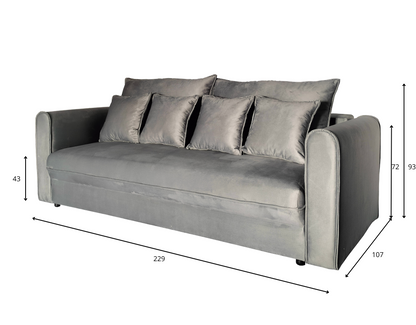 Rozkładana kanapa SAGA z dużą powierzchnią spania  wymiary od boku