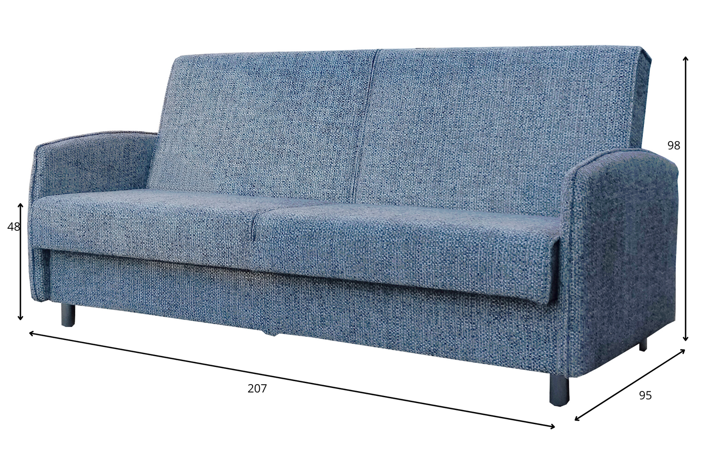 Kanapa rozkładana ZENIT z boczkami  wymiary