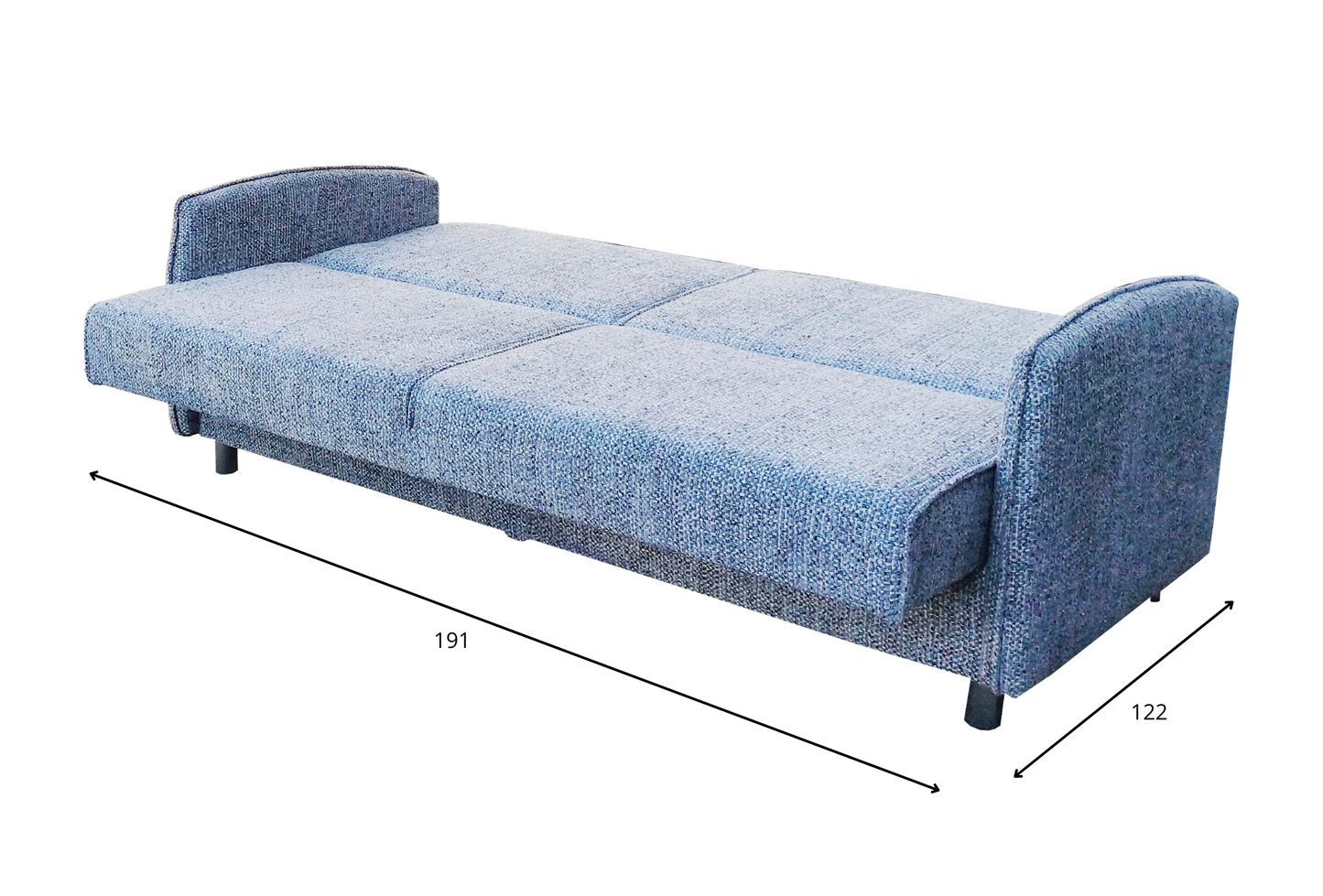 Kanapa rozkładana ZENIT z boczkami rozłożona rozmiary