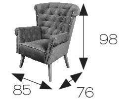 Fotel glamour do salonu w stylu angielskim TURYN wymiary