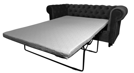 Rozkładana sofa w stylu glamour w kolorze butelkowej zieleni KONGO R rozłożona