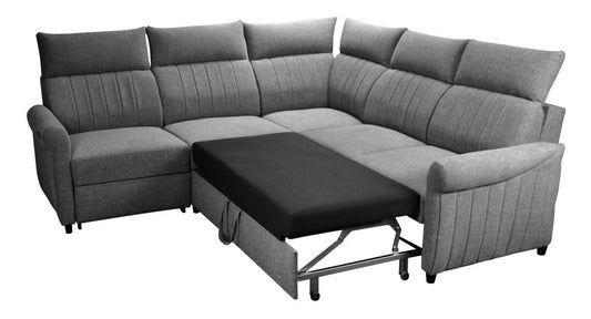 Narożnik rozkładany z funkcją relaksu 5 osobowy BIZZERTI manual ciemno szary