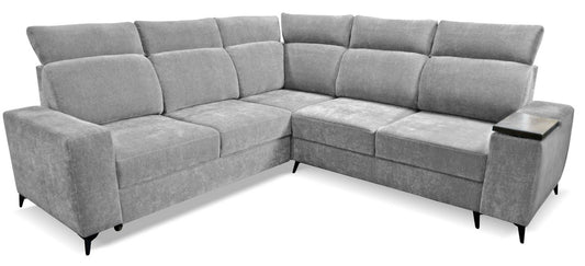 Obszerny narożnik z funkcją spania i pojemnikiem CAMELIA szary