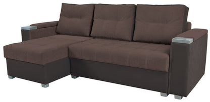 Prosty i kompaktowy narożnik ze schowkami FIESTA ciemny brąz